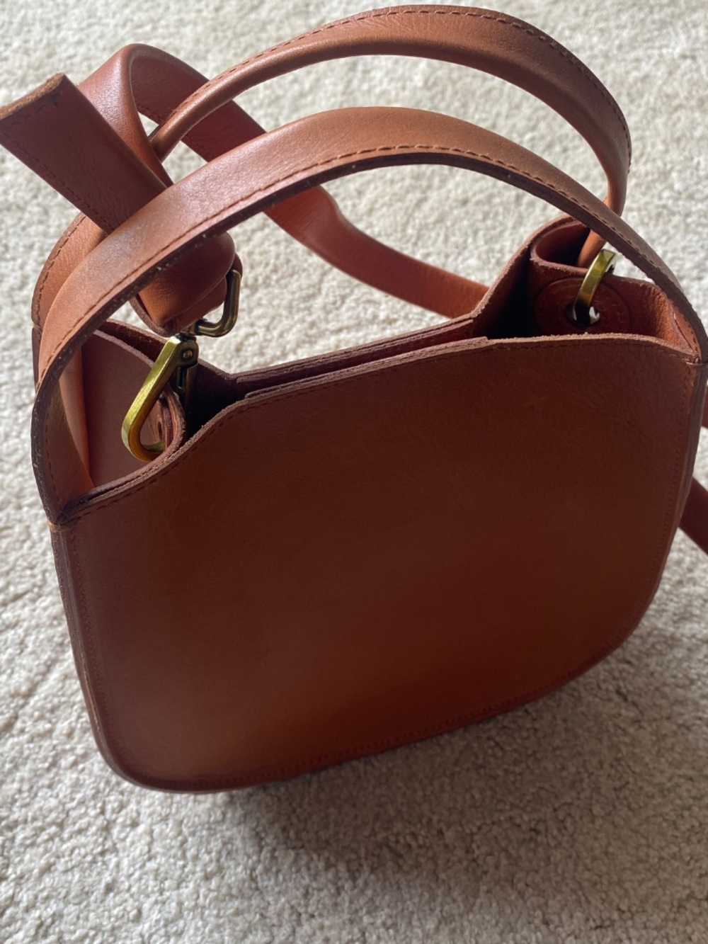 Madewell Small Leather Handbag w/Shoulder Strap-Crossbody Strap-Light Brown Tone - Picture 3 of 15